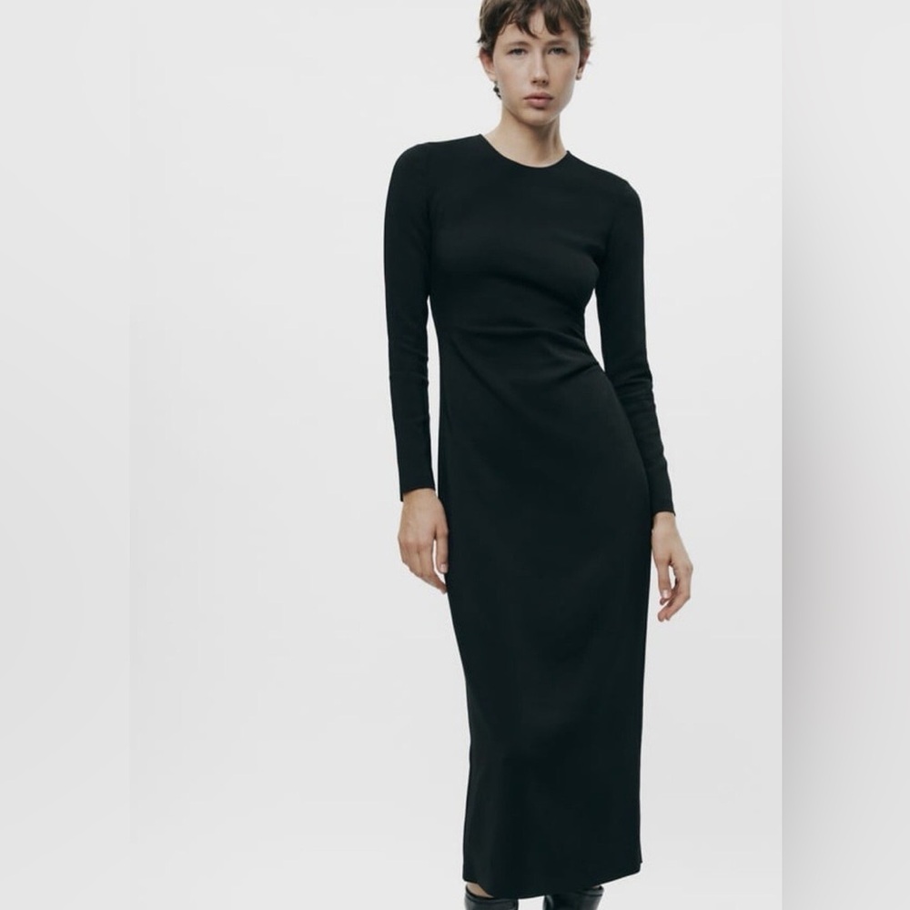 Zara Elegant Black Long Sleeve Dress! Like new